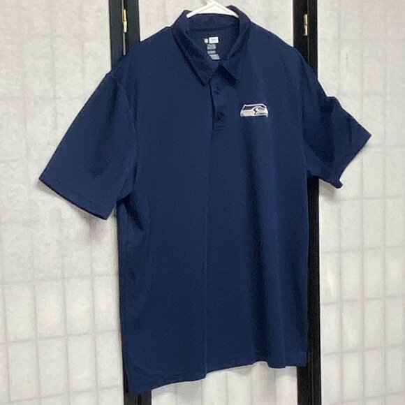 NFL Team Apparel Short Sleeve Seattle Seahawks TX3 Cool Polo Shirt XL Navy - Picture 3 of 14